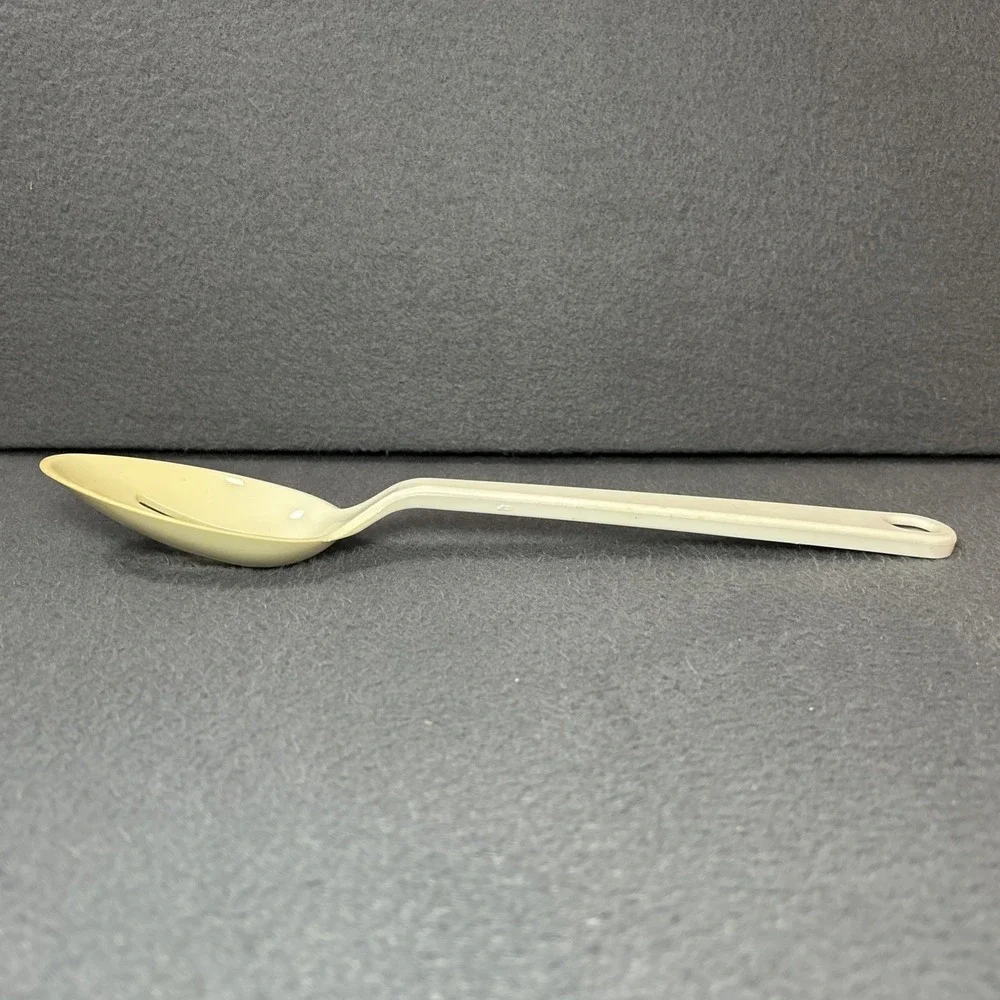 Vintage Taylor Made Plastic Slotted Serving Spoon Mid-Century Kitchenware Almond
